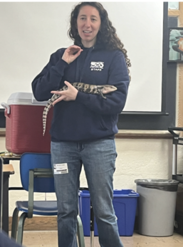 Bergen County zoo staff member showing the surprise animal.
Photo courtesy of Chloe Poirot.